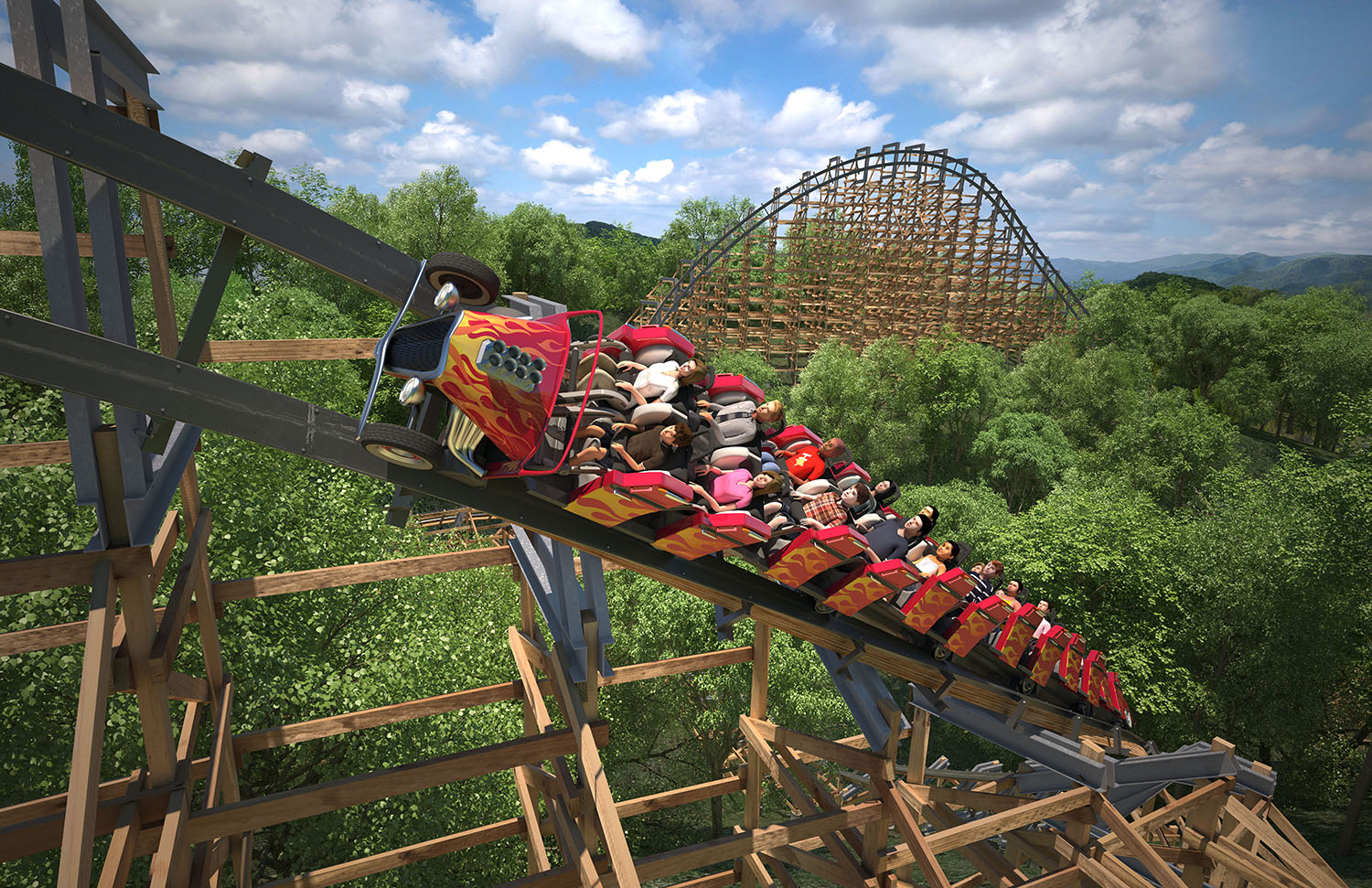 Dolly Announces, Lightning Rod, World’s Fastest Wood Roller Coaster