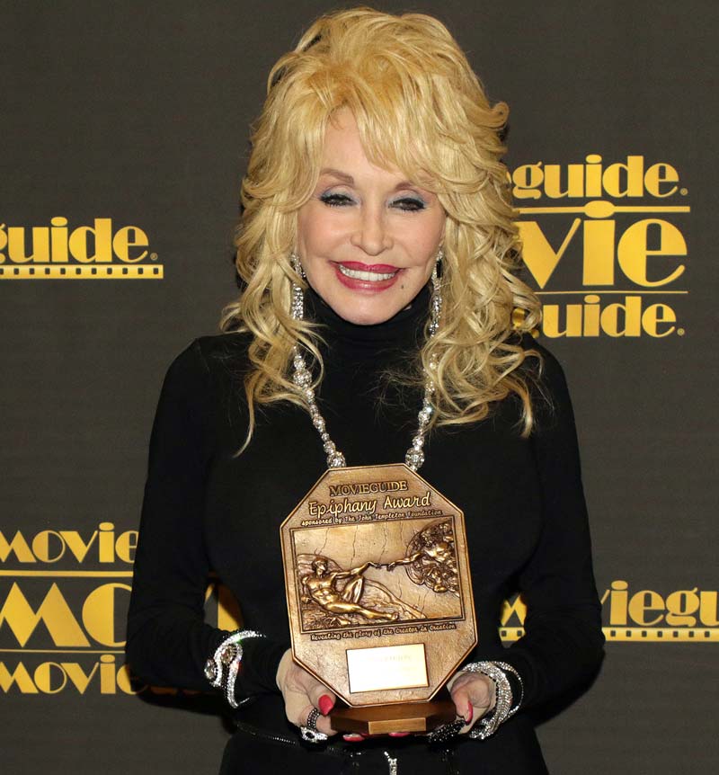 Dolly Parton receives Epiphany Award at Movieguide Awards- courtesy of Webster Public Relations